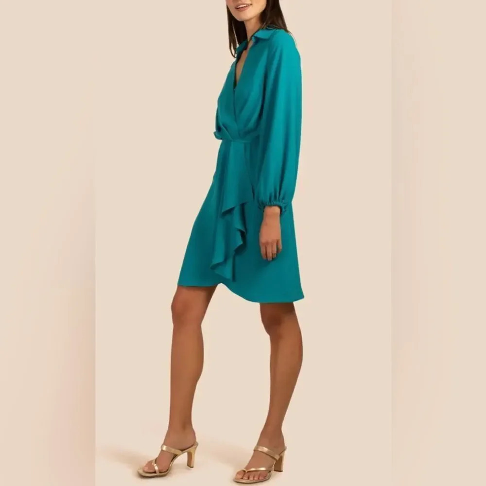 NEW Trina Turk Reverly Surplice Ruffle Dress - Picture 4 of 16